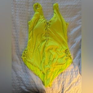 Fashion Nova Neon Yellow One Piece Swimsuit